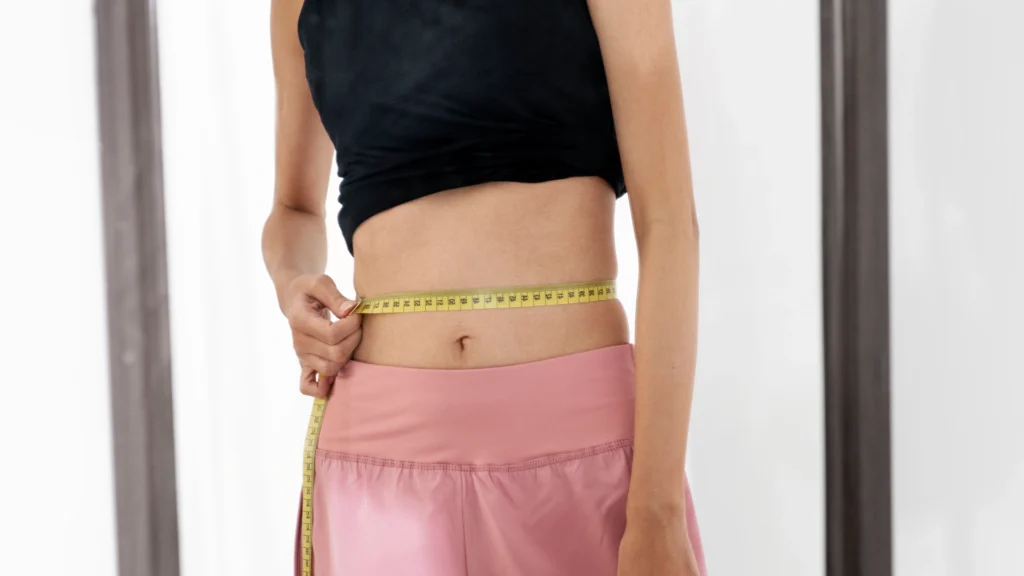 Visible results over time after a lipolysis procedure. 